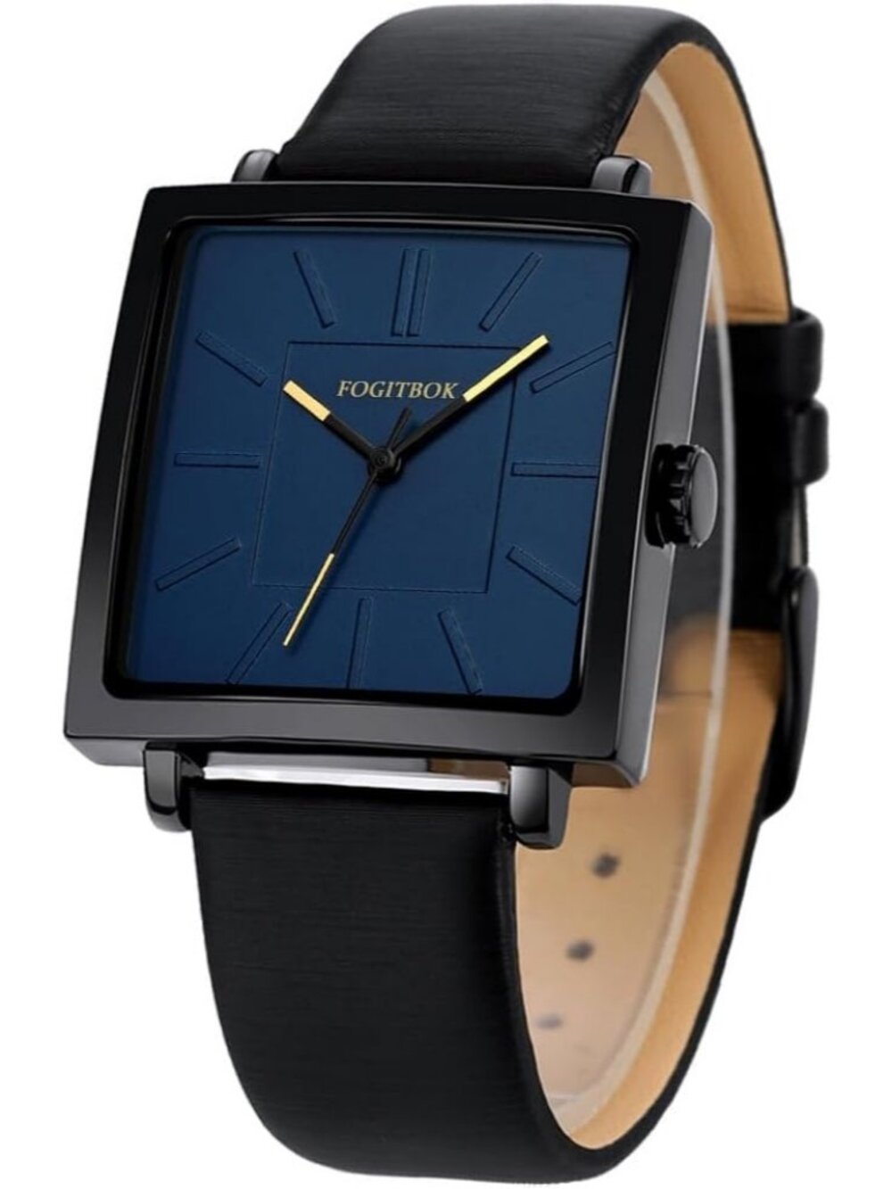 Women's Blue Waterproof Leather Band Thin Design Classic Quartz Wrist Watch
